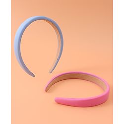 Pine Kids Set of Solid Hair Bands Pack of 2 - Pink & Light Blue
