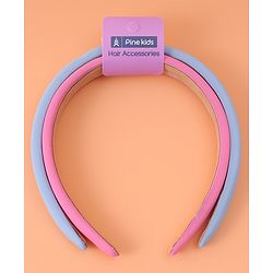 Pine Kids Set of Solid Hair Bands Pack of 2 - Pink & Light Blue