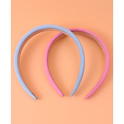 Pine Kids Set of Solid Hair Bands Pack of 2 - Pink & Light Blue
