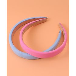 Pine Kids Set of Solid Hair Bands Pack of 2 - Pink & Light Blue
