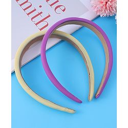 Pine Kids Set of Solid Hair Bands Pack of 2 - Purple & Beige