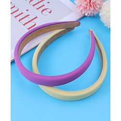 Pine Kids Set of Solid Hair Bands Pack of 2 - Purple & Beige
