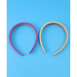 Pine Kids Set of Solid Hair Bands Pack of 2 - Purple & Beige