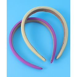 Pine Kids Set of Solid Hair Bands Pack of 2 - Purple & Beige