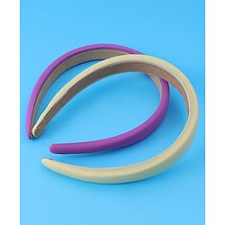 Pine Kids Set of Solid Hair Bands Pack of 2 - Purple & Beige