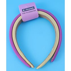 Pine Kids Set of Solid Hair Bands Pack of 2 - Purple & Beige