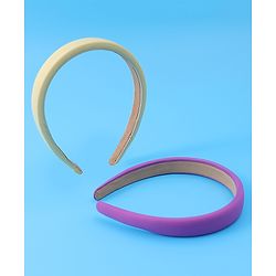 Pine Kids Set of Solid Hair Bands Pack of 2 - Purple & Beige