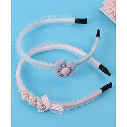 Pine Kids Set of Flowers & Bow Motifs Hair Bands Pack of 2 - Multicolor