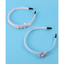 Pine Kids Set of Flowers & Bow Motifs Hair Bands Pack of 2 - Multicolor