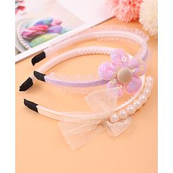 Pine Kids Bow & Flower Hair Bands Set of 2 - Multicolor