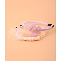 Pine Kids Bow & Flower Hair Bands Set of 2 - Multicolor
