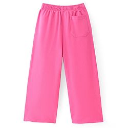 Pine Kids Cotton Knit Full Length Track Pant with Text Print - Pink
