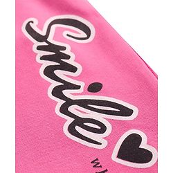 Pine Kids Cotton Knit Full Length Track Pant with Text Print - Pink