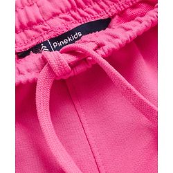 Pine Kids Cotton Knit Full Length Track Pant with Text Print - Pink