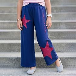 Pine Kids Full Length Comfort Fit Lounge Pants with Glitter Stars - Navy Blue
