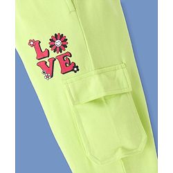 Pine Kids Full Length Comfort Fit Track Pants Love Print - Lime Green