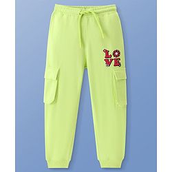 Pine Kids Full Length Comfort Fit Track Pants Love Print - Lime Green