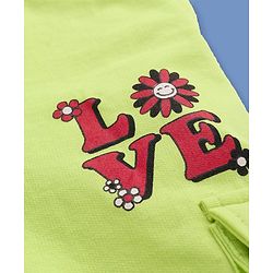 Pine Kids Full Length Comfort Fit Track Pants Love Print - Lime Green
