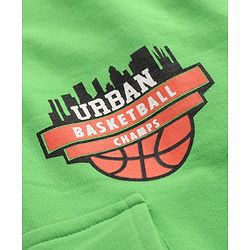 Pine Kids Full Length Comfort Fit Track Pants Basketball Print - Neon Green
