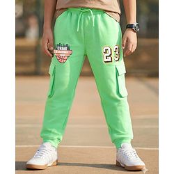 Pine Kids Full Length Comfort Fit Track Pants Basketball Print - Neon Green