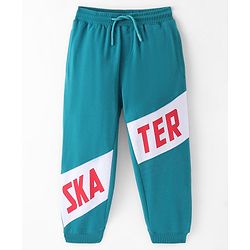 Pine Kids Full Length Track Pants Skater Print - Teal Blue