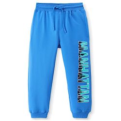 Pine Kids Knit Full Length Lounge Pant with Text Print - Blue