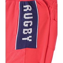 Pine Kids Full Length Track Pants with Pockets & Rugby Print - Red