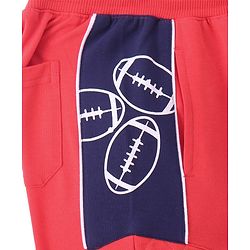 Pine Kids Full Length Track Pants with Pockets & Rugby Print - Red