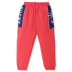 Pine Kids Full Length Track Pants with Pockets & Rugby Print - Red