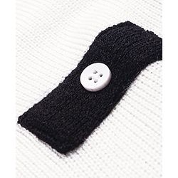 Pine Kids Knit Full Sleeves Woolen Dress with Colour Block Design - White & Black