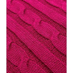 Pine Kids Knitted Full Raglan Sleeves Collar Neck Front Open Sweater With Cable Knit Design - Dark Pink