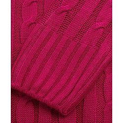 Pine Kids Knitted Full Raglan Sleeves Collar Neck Front Open Sweater With Cable Knit Design - Dark Pink
