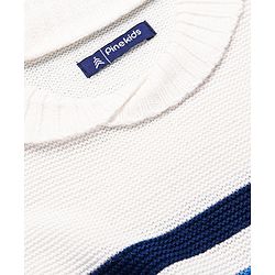 Pine Kids Knit Full Sleeves Pullover with Stripe Design - White Red & Black