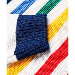 Pine Kids Knit Full Sleeves Pullover with Stripe Design - White Red & Black