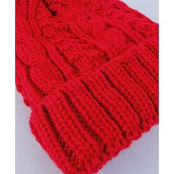 Pine Kids  Winter Cap with Cable Knit Design - Red