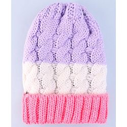 Pine Kids Winter Cap with Cable Knit Design - Multicolor