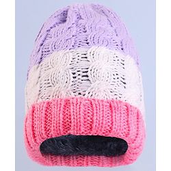 Pine Kids Winter Cap with Cable Knit Design - Multicolor
