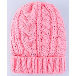 Pine Kids Winter Cap with Cable Knit Design - Pink