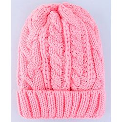Pine Kids Winter Cap with Cable Knit Design - Pink