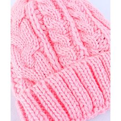 Pine Kids Winter Cap with Cable Knit Design - Pink