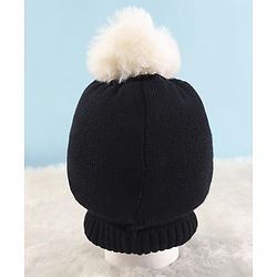 Pine Kids Knit Winter Cap Text Embroidery Black - Diameter 15 cm