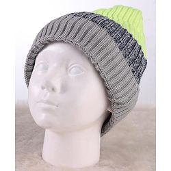 Pine Kids Knit Color Block Beanie Winter Cap Grey - Diameter 11 cm