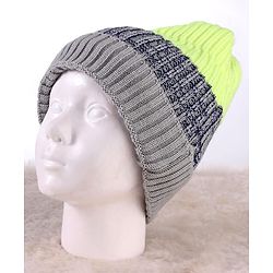 Pine Kids Knit Color Block Beanie Winter Cap Grey - Diameter 11 cm