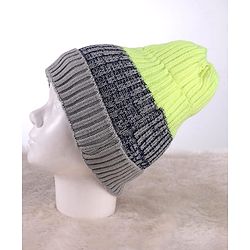 Pine Kids Knit Color Block Beanie Winter Cap Grey - Diameter 11 cm