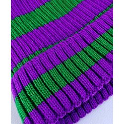 Pine Kids Winter Cap with Cable Knit Design - Purple & Green