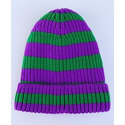 Pine Kids Winter Cap with Cable Knit Design - Purple & Green