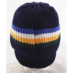 Pine Kids Knit Stripe Design Winter Caps - Navy Blue