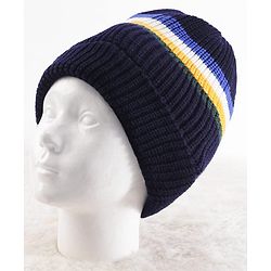 Pine Kids Knit Stripe Design Winter Caps - Navy Blue