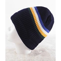 Pine Kids Knit Stripe Design Winter Caps - Navy Blue