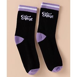 Pine Kids Cotton Knit Socks With Logo Design Pack of 3 - Black White & Light Blue